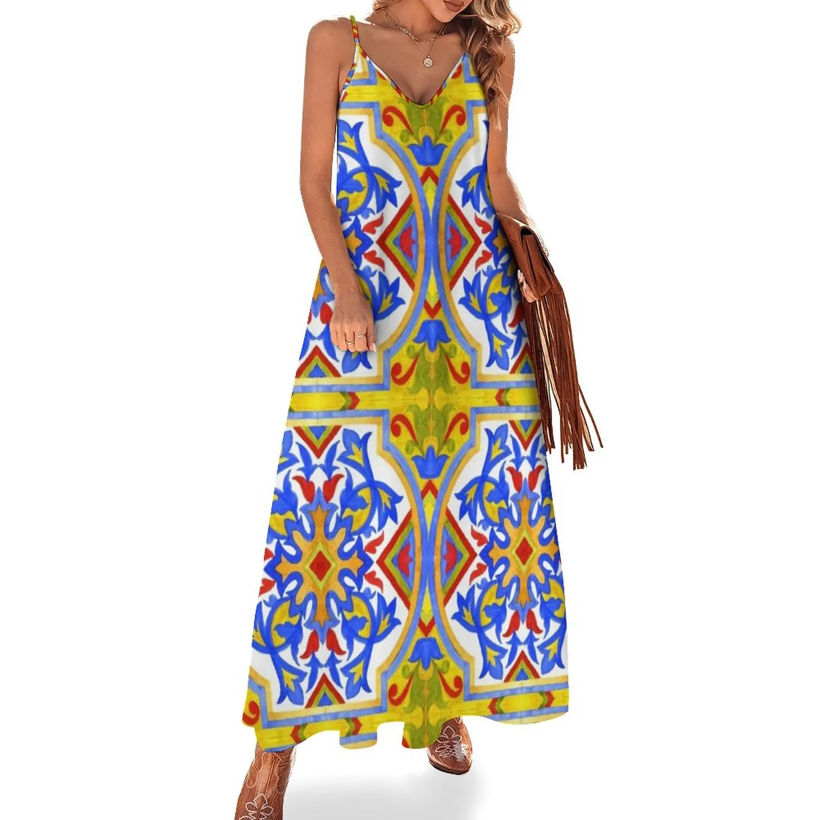 

Portuguese azulejo tiles. Sleeveless Dress prom clothes dress for woman sexy dress for women prom dresses 2024