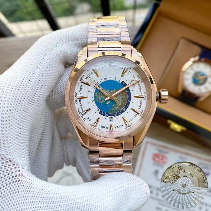 

Men's 2023 Luxury Automatic Mechanical 41.5mm Earth Chart Stainless Steel 904L Rubber Belt High Quality AAA Watch