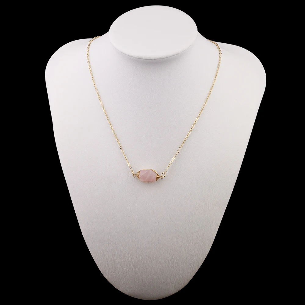 Natural stone Popular Rose Quartz Necklace Banquet party ladies clavicle chain clothing matching accessories