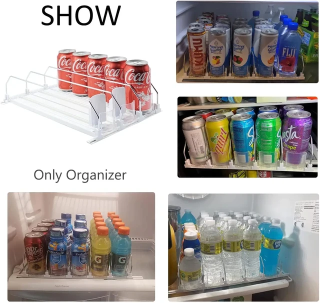 Soda Can Organizer for Refrigerator,Spring Loaded Fridge Drink Organizer