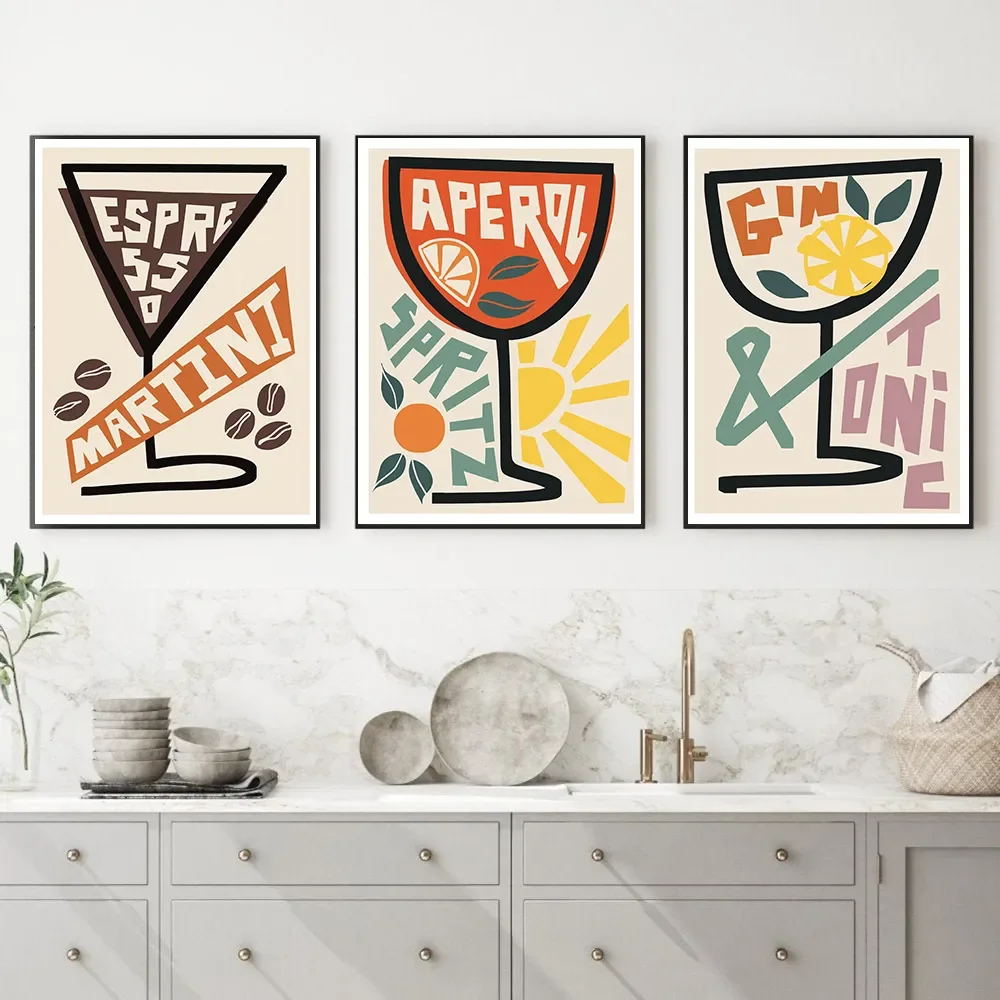 

Gin & Tonic Kitchen Print Cocktail Wall Art Canvas Painting Kitchen Posters And Prints Wall Pictures For Bar Living Room Decor