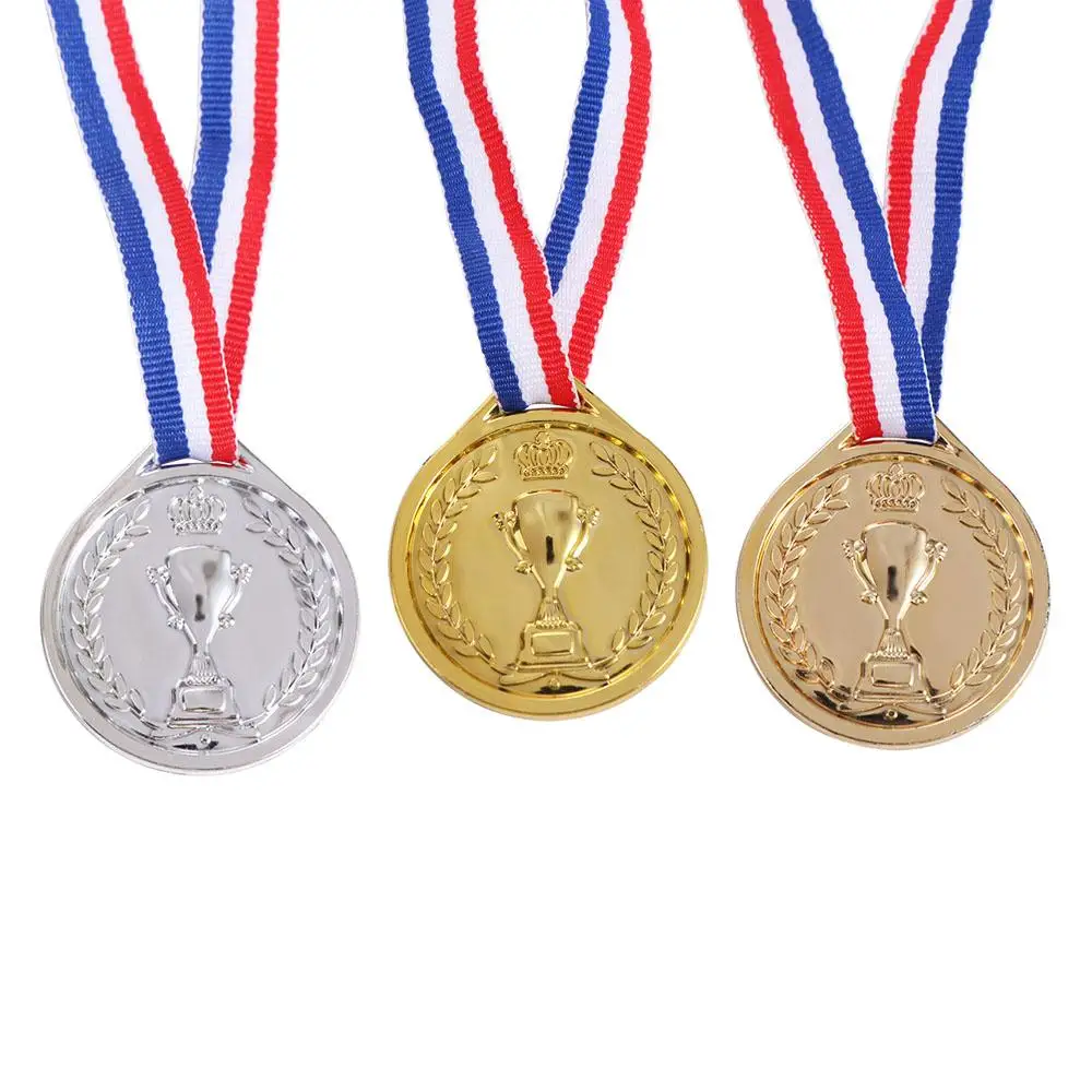 Award medals winner gold silver bronze dancing sports children running swimming plastic