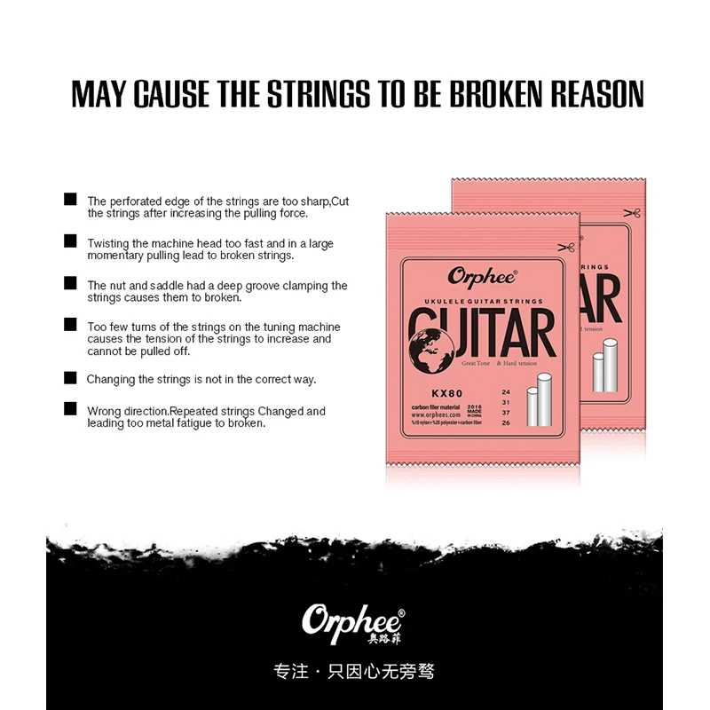 Orphee KX80 Ukulele Strings Plastic Nylon Mix Soft Touch Bright Sounding 4 Strings Ukulele Mini Guitar Parts & Accessories