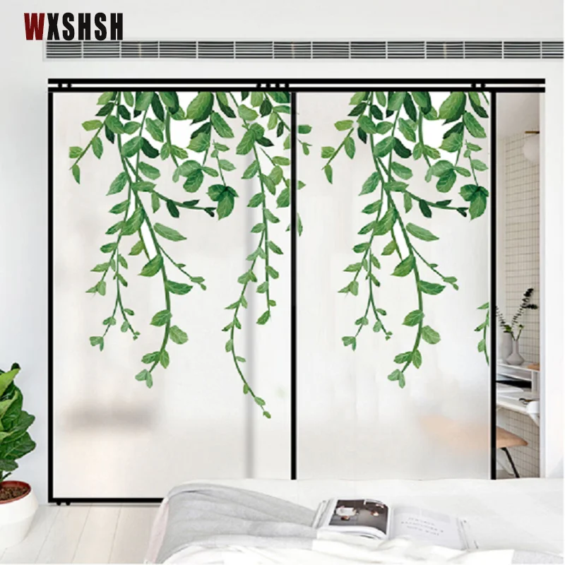 

Plants Custom Size Glass Film Static Cling Botanical Pattern Heat Control Stained Frosted Reusable Tint-Film 60cmx100cm