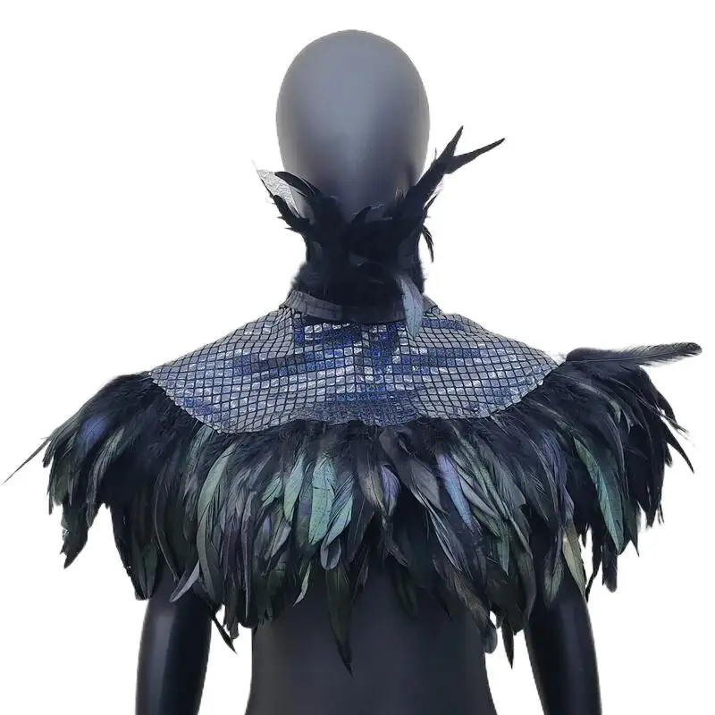 

Adult Gothic Victorian Scarf Poncho Shoulder Wrap Natural Feather Shrug Shawl Choker Collar Cape Stole Halloween Cosplay Costume