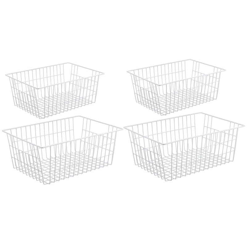4 Pack Wire Storage Baskets, Farmhouse Metal Wire Basket Freezer