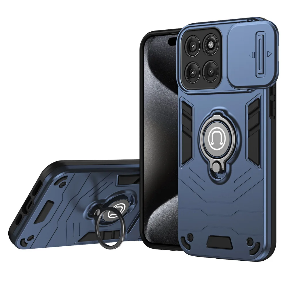 Sliding Window Metal Finger Holder Phone Case