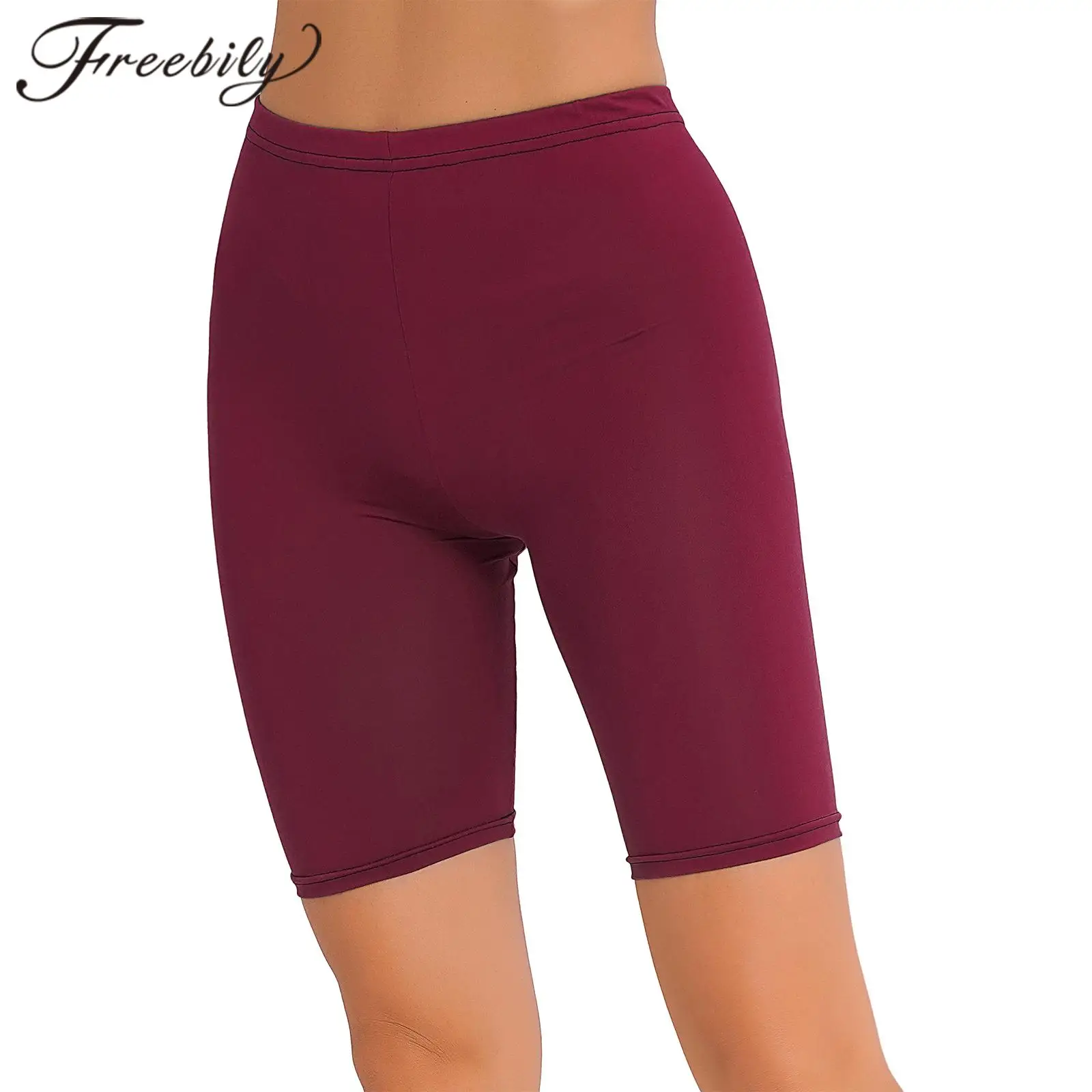 

Women's Yoga Shorts Solid Color Elastic Waistband Short Leggings Stretchy Summer Running Workout Gym Shorts Fitness Sportswear