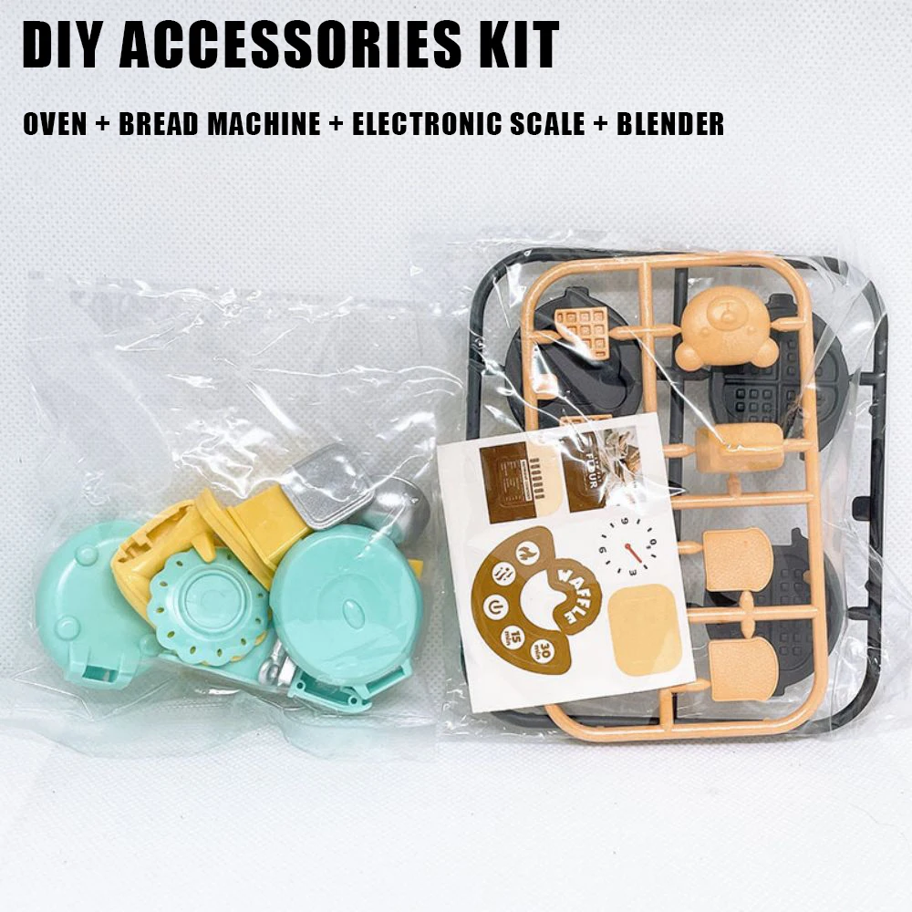 DIY Dollhouse Bear Biscuits 1/12 Miniature Furniture Toaster Oven Mixer Electronic Scale Model Set Kitchen Toys For Girl Gift 5
