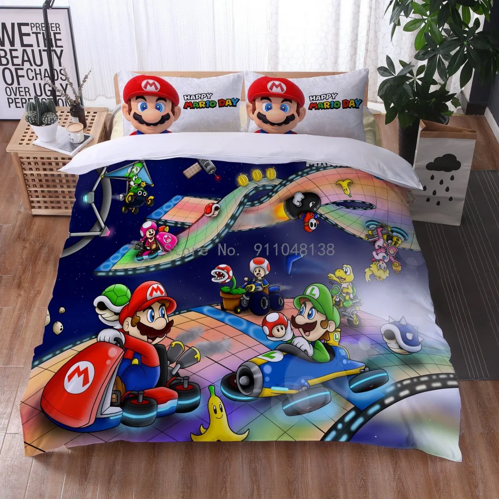 Classic Games Super Mario Bedding Set Cartoon Single Twin Full Queen