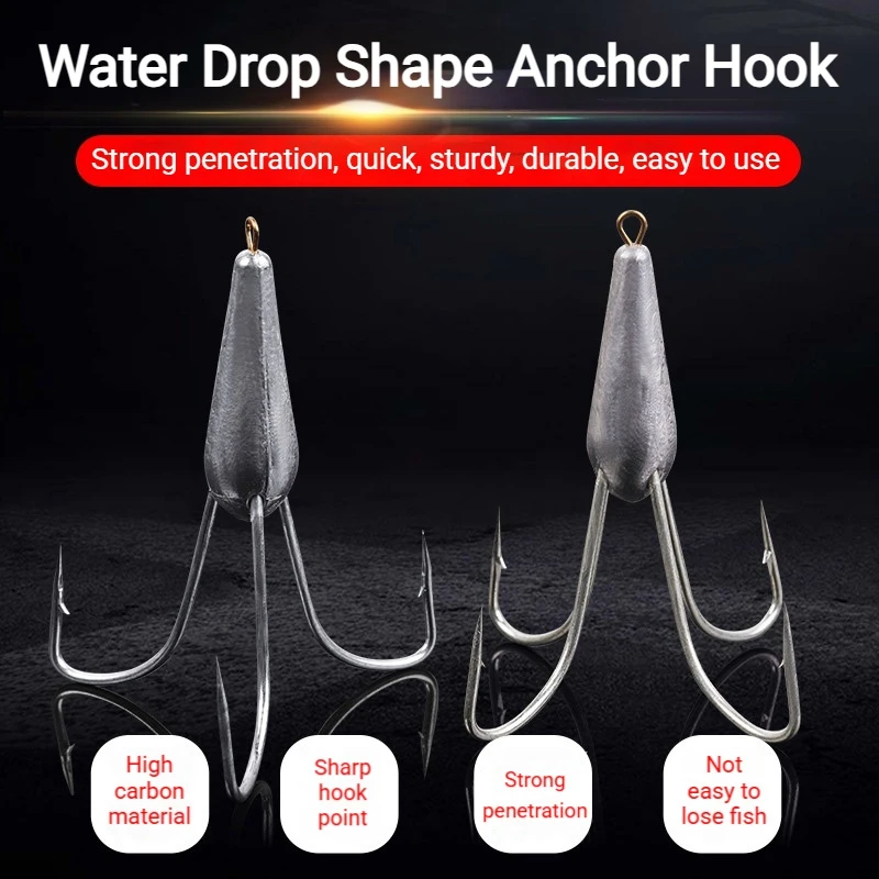 1PC Carbon Steel Triple Hook Replacement  Treble Fishing Hook Four Anchor Hooks For Trout Tuna SalmonSea Fishing Tackle