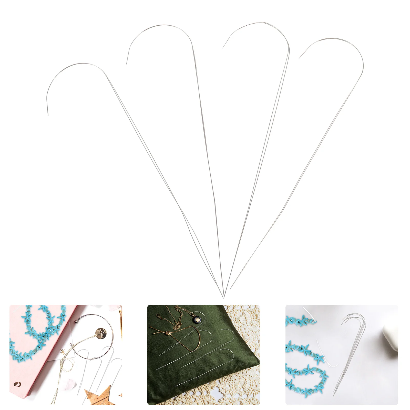 

4 Pcs Open Looper Durable Beaded Needles Sewing Machine Accessories Jewelry Alloy Beading Pins