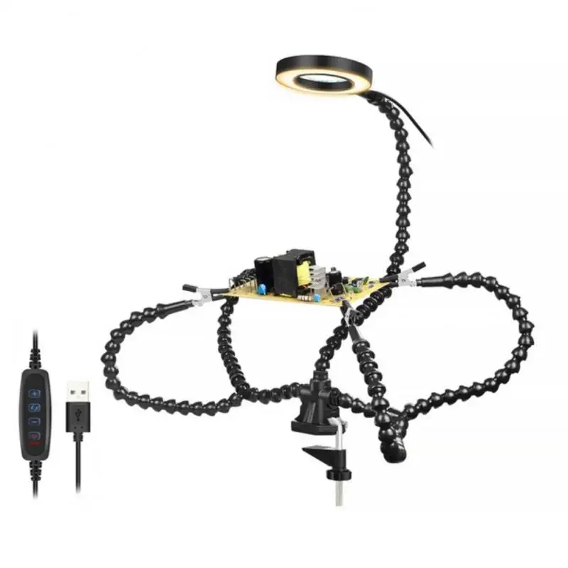 

Flexible Holder Alligator Arms Soldering Helping Hands Table Clamp Pcb Board Adjustable Welding Repair Third Hand Tool Magnifier
