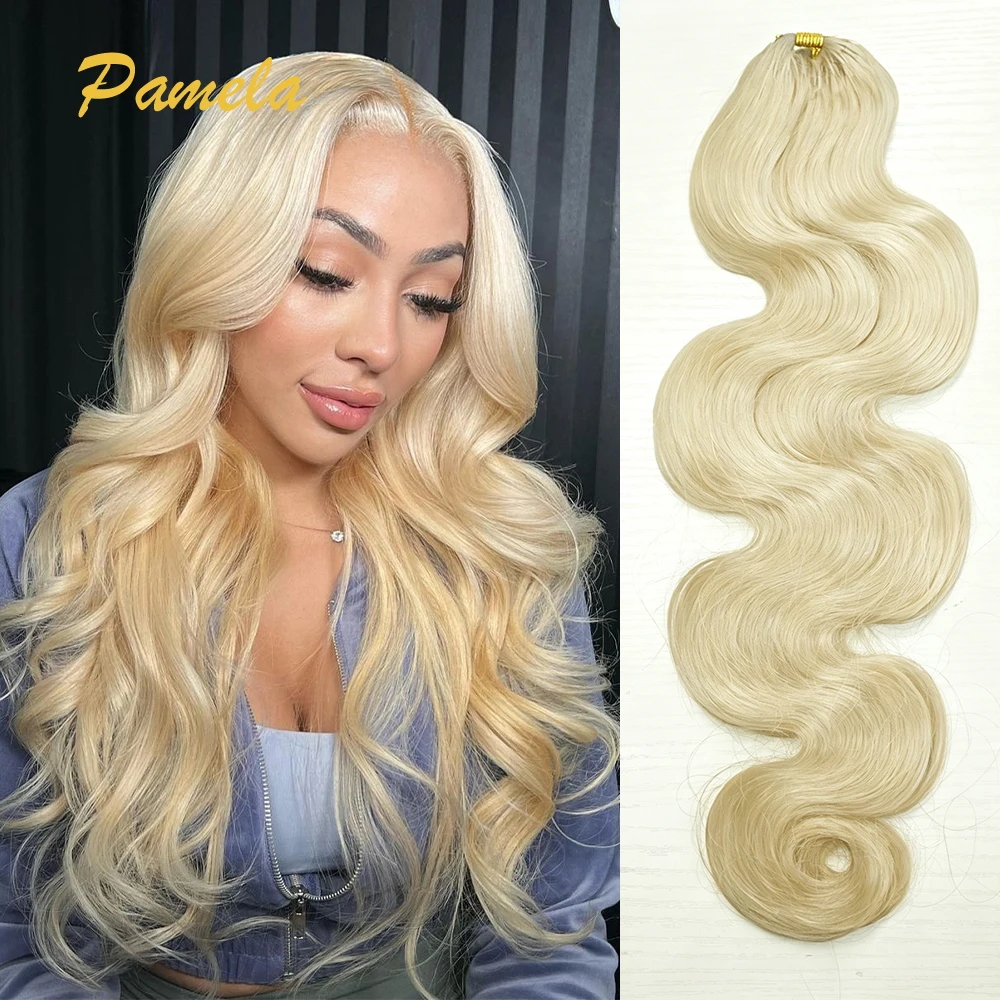 613 Blonde Feather Crochet Human Hair Bundles Body Wave Knotless Pre-Separated Crochet Hair Extensions Twist Braiding Hair 1