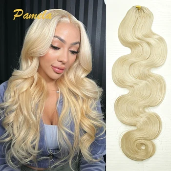 613 Blonde Feather Crochet Human Hair Bundles Body Wave Knotless Pre-Separated Crochet Hair Extensions Twist Braiding Hair 1