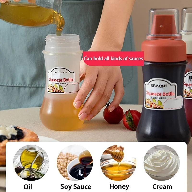 350ml Leak-Proof 5-Hole Sauce Squeeze Bottle for Restaurant Kitchen-Perfect for Mayonnaise Dispensing and Cooking Tools