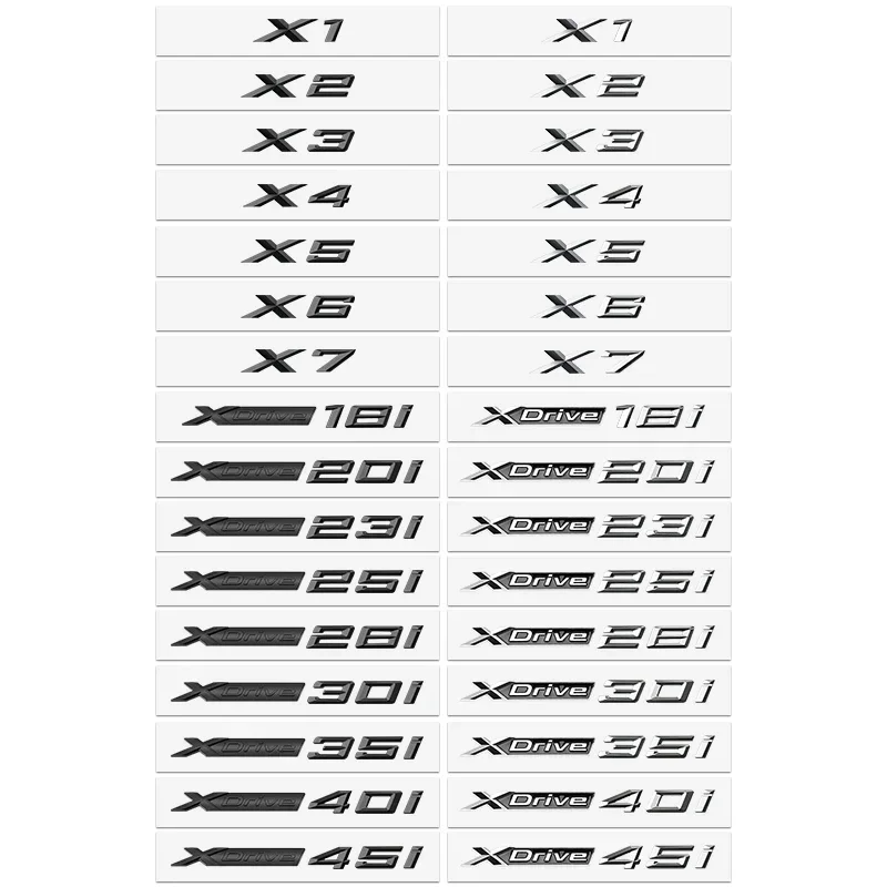 자동차 펜더 엠블럼 트렁크 배지 스티커, 3D Xdrive 20d 30d 35d 40d 50d 20i 25i 30i, BMW M X1 X3 X4 X5 X6 X7 GT 로고 액세서리
