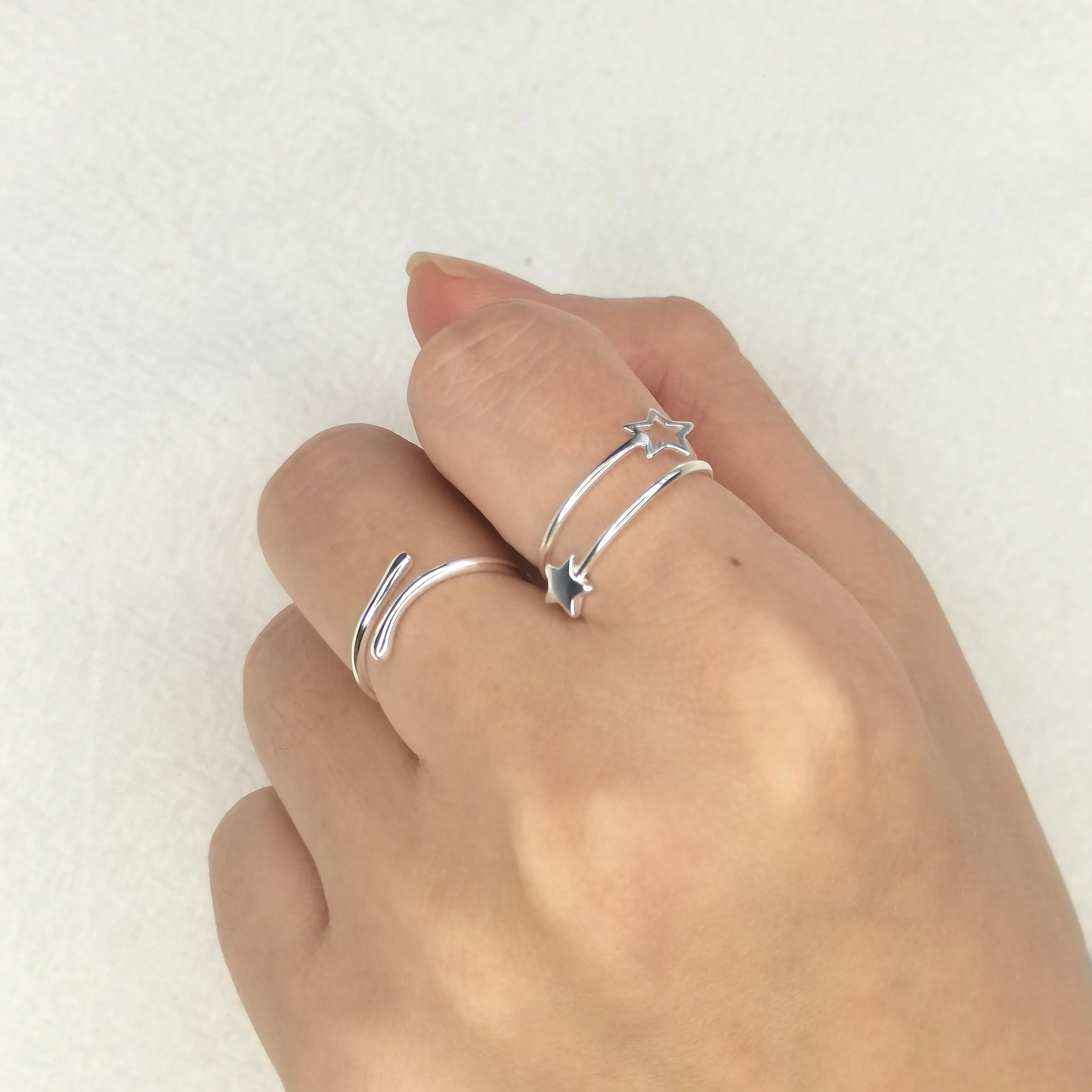 Silver Ring Silver Rings SOFTPIG Real 925 Sterling Silver Geometric Adjustable Ring For Fashion Women Party Jewelry