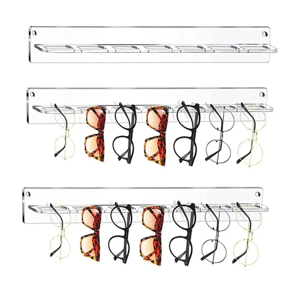 

7 Holes Eyewear Display Rack Durable Acrylic Wall Mounted Sunglasses Display Shelf Transparent Sunglasses Display Hanger Shops