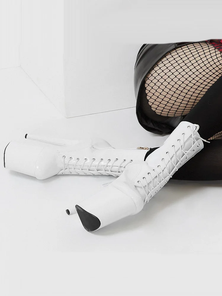 Queen 8Inches Sexy Fetish Platform Round Toe Lace Up Sexy Fetish Gladiator Women's Catwalk Nightclub Thin Heels Models Classics