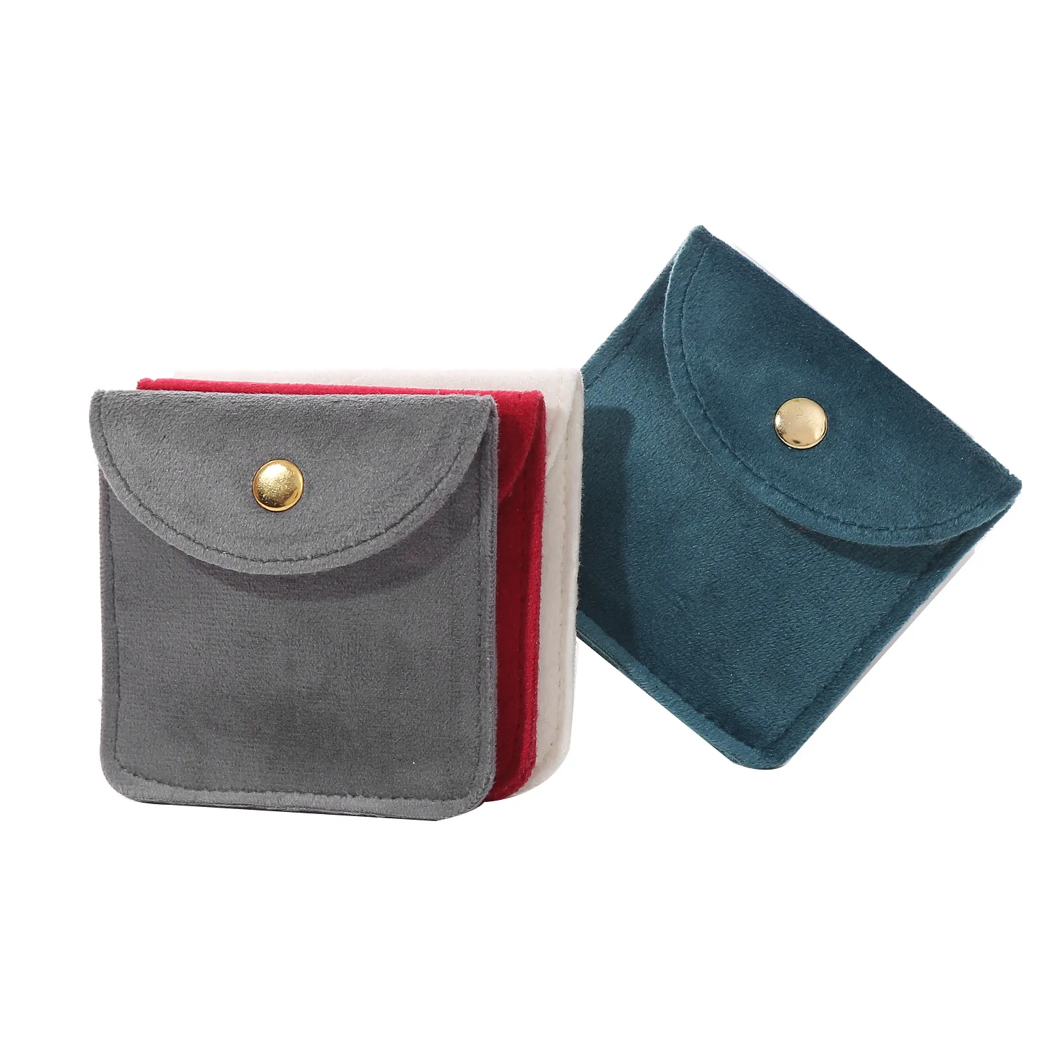 20pcs/lot Round Snap Velvet Bag Wedding Gift Bracelet Necklace Rings Envelope Jewelry Packaging Bag Bulk Customize Logo