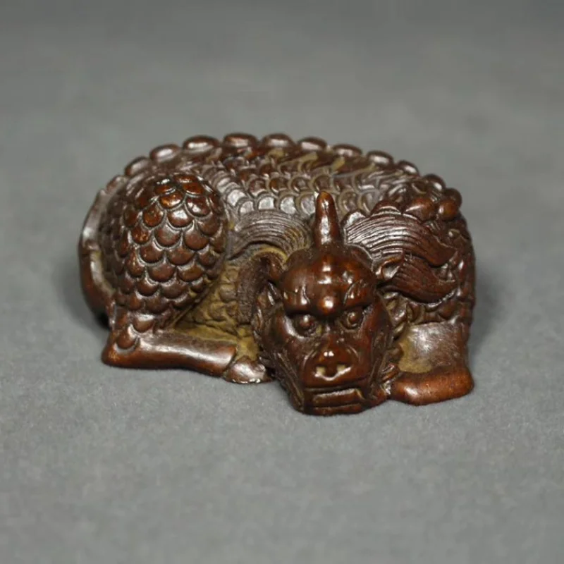 

Seiko Pure Copper Dragon Beast Small Ornaments Study Paperweight Pressure Paper Solid Copper Beast Copper Handle Antique Miniatu