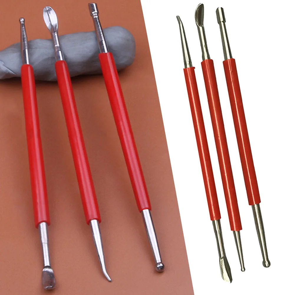 

3Pcs Pottery Clay Carving Tools Wood Double-Ended Wax Carvers Wire Knife- For Clay Repair Clay Sculpture Carving Tool Crease Pen