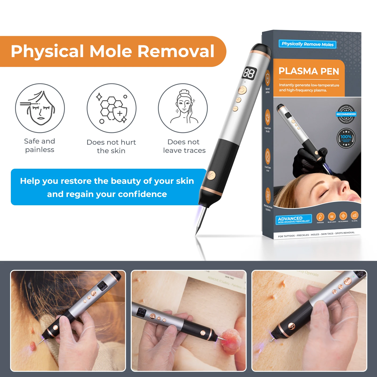 Laser Plasma Pen 15 Level Black Dots Mole Wart Remover Pen Dark Spot Remover For Face Blemish Removal Laser Skin Tag Removal