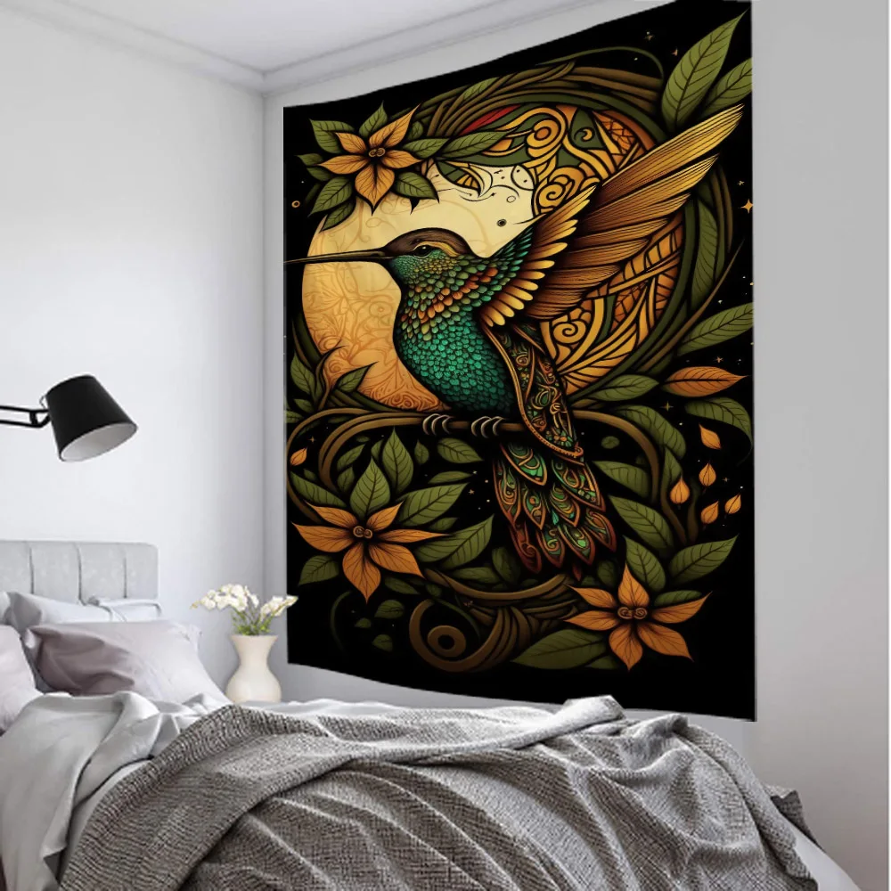 Flower bird plant tapestry wall hanging Bohemian home decoration background cloth poster bedroom dormitory tapestry