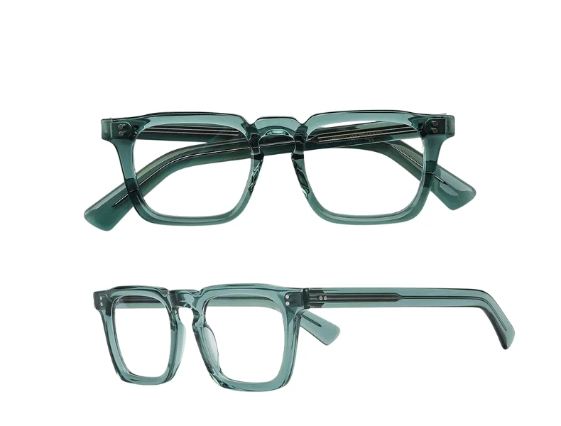 Acetat-Rahmen-Brille, Vintage-Stil, hochwertige Damen-Brille mit quadratischem Acetat-Rahmen, transparente Gläser, luxuriöses Nieten-Design – Detail 11