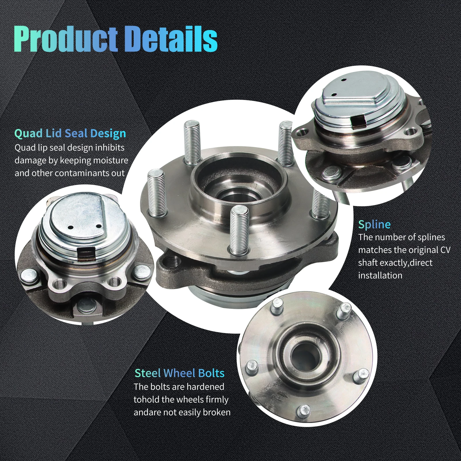 2* Front Wheel Hub Bearings Assembly for 2006-19 Infiniti G35 M37 M56 Q50
