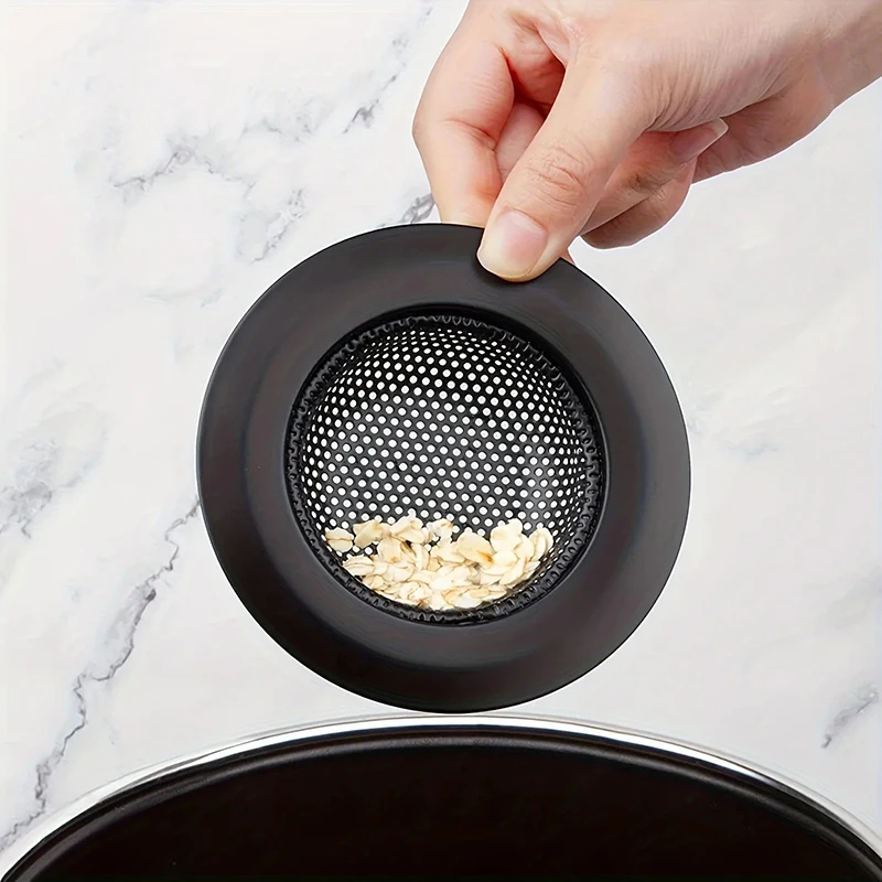 Stainless Steel Sink Strainer Black Anti Clog Mesh Trap Hair Clean Up With Handle Drain Filter Kitchen Bathroom Accessories