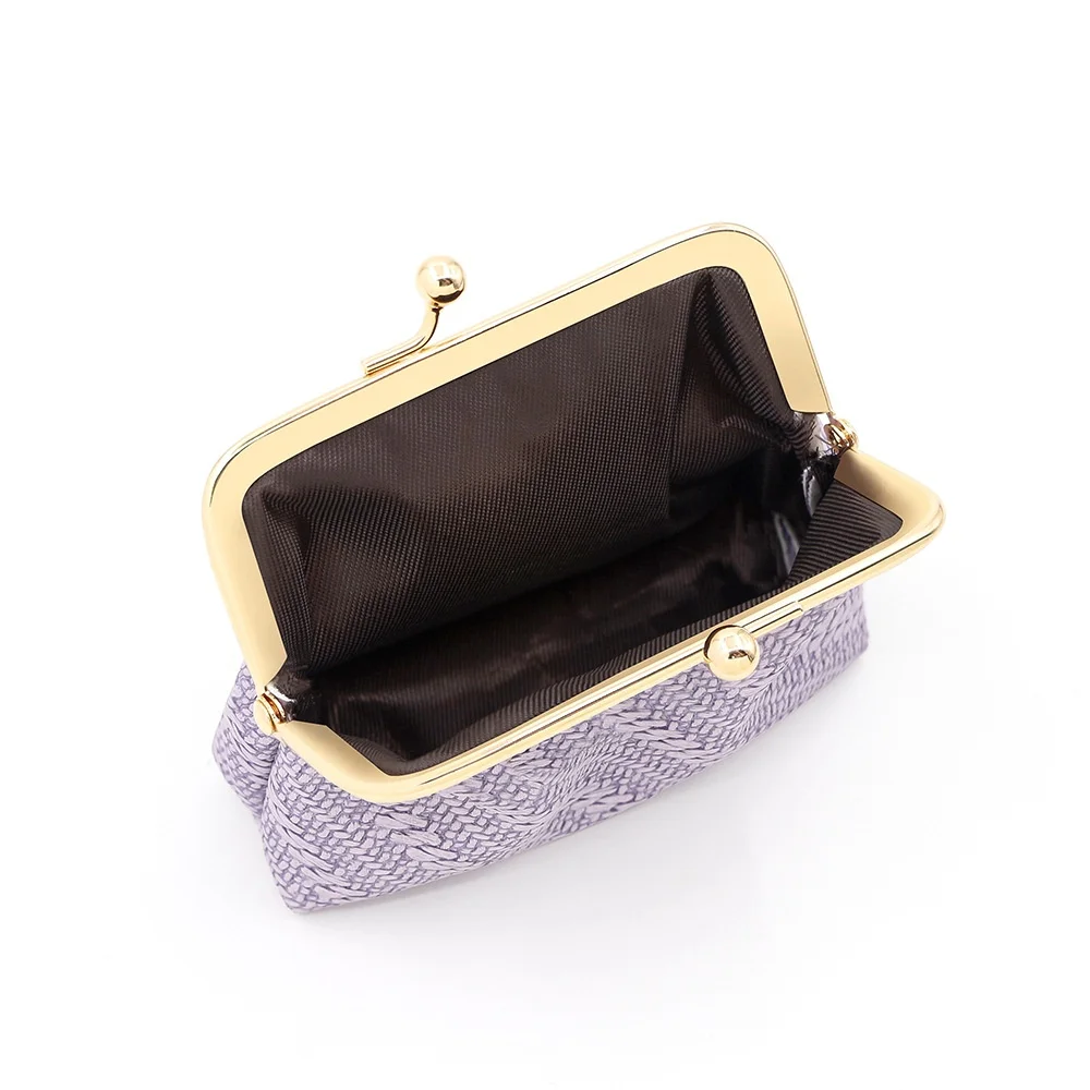 Portable Knitted Style Change Card Bags Handheld Bag Retro Multi Color Multi Functional Iron Frame Storage Clip Bag Earphone Bag