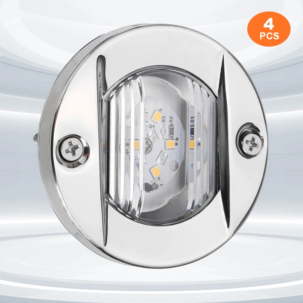 4Pcs 보트 후면 조명 LED DC 12V 인테리어 캐빈 라이트 방수 라운드 폰툰 낚시 보트 카약 요트