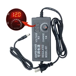 Universal Adjustable Power Supply with Display Screen - 3V to 24V, 5A/2A Output, US/EU Plug - 3 to 12V 5A (Adapter for US Plug)