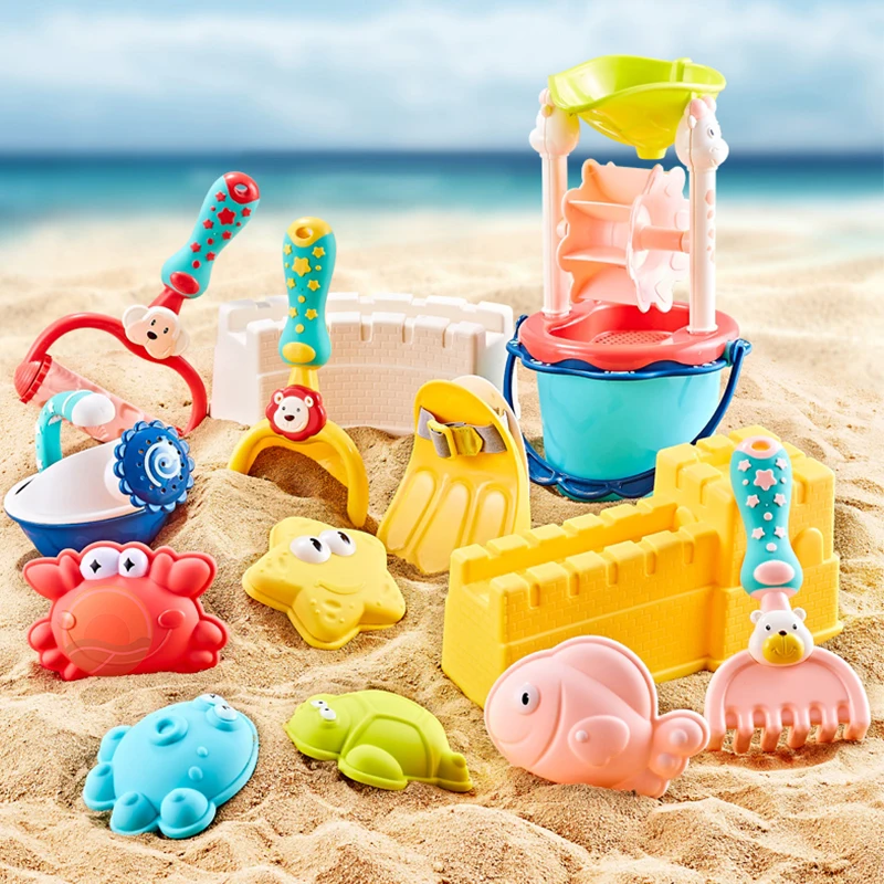 Kids Beach Toys Water Play Sand Bucket Shovel Silicone Sandbox Summer Cube Accessories Bag Outdoor Sea Game For Children Gifts 3