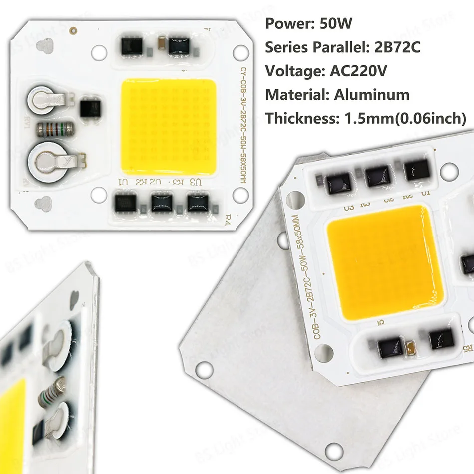 5pcsLED COB Chip 50W COB LED Lampe Chip AC220V keine notwendigkeit fahrer LED Birne High Power Smart IC DIY flutlicht Birne Scheinwerfer Im Freien – Detail 4