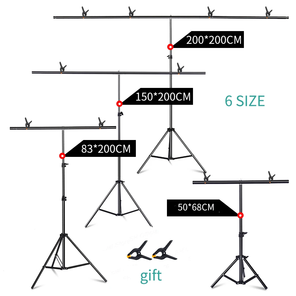T-shaped Photography Background Stand Adjustable Support System For Photo Studio Green Screen Chromakey Backdrop Accessories