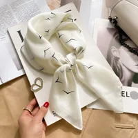 Luxury Brand 2024 Silk Square Scarf Women Cat Neck Hair Tie Band Beach Hijab Kerchief Head Headbands Bandana Female Foulard 70cm 5
