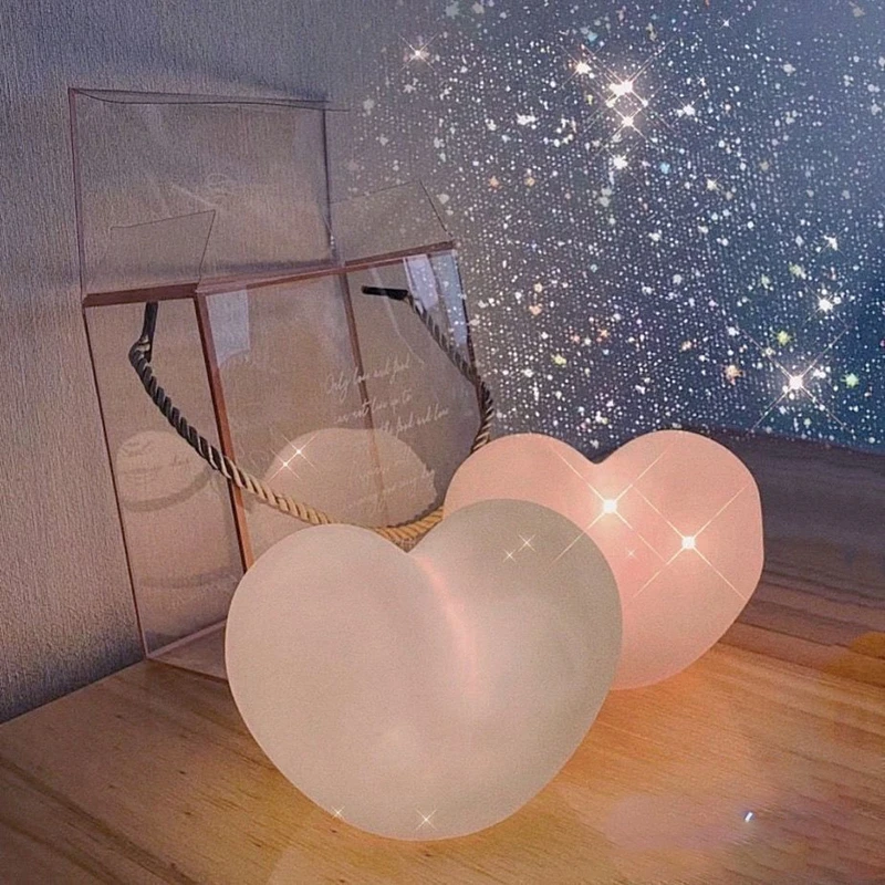 Cute Lamps Bedside Table Korean Bedroom Decor Heart Shape Night Light Newborn Girls Room Decoration Ins Lamp for Kids Room led night light,night light,led night lamp