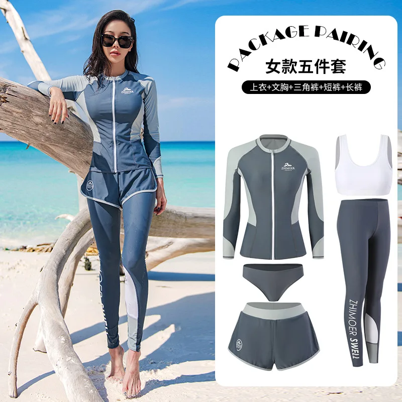 New Couple's Wetsuit Qui Dry Long Sve Surfing Swimsuit Conservative Beachwear Sunscreen Jellyfi Suit Scuba Diving Gear