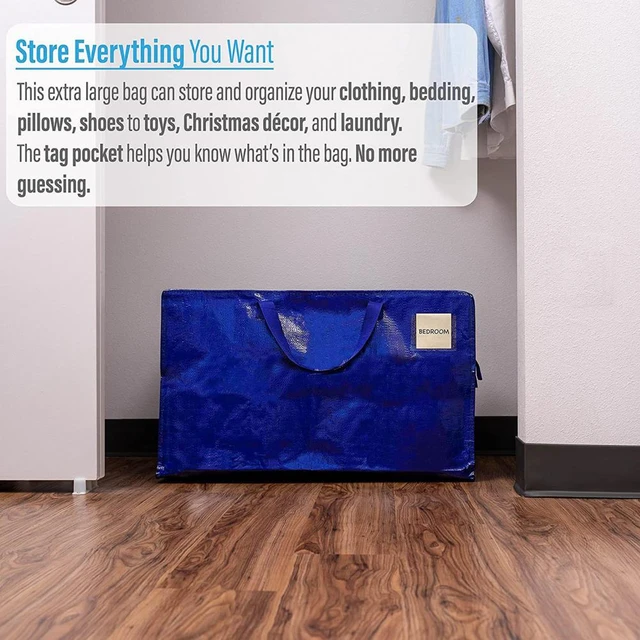 2PCS Heavy Duty Extra Large Storage Bags Blue Moving Bag for Clothing  Blanket Storage Handles Totes Luggage Bag Toy Organizer - AliExpress