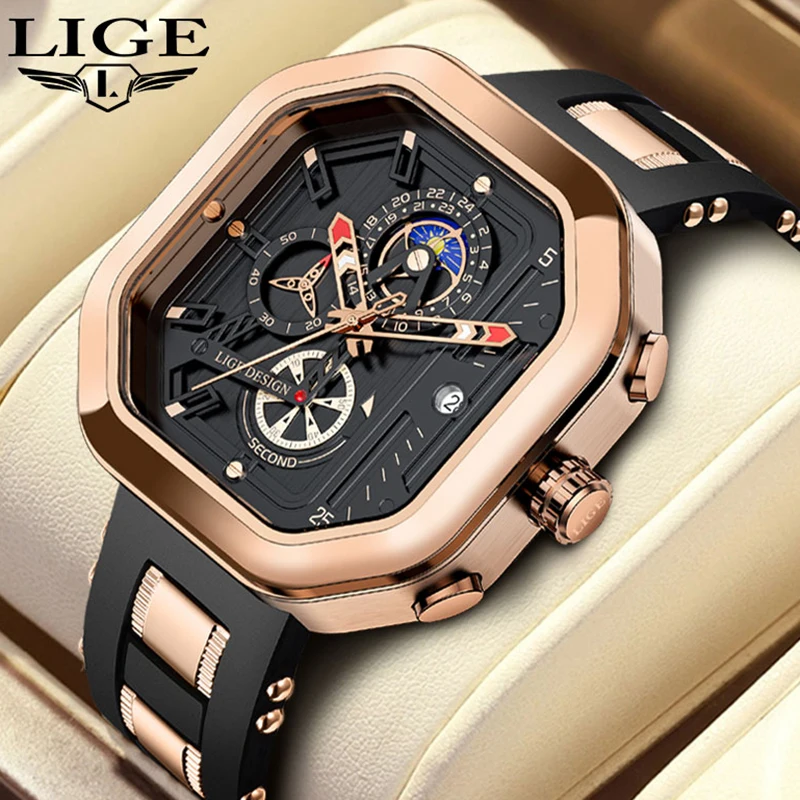 LIGE Men Watches for Men Date Quartz  Luxury Military Big Casual Sport Wrist Watch Man Clock Fashion Chronograph Wristwatch
