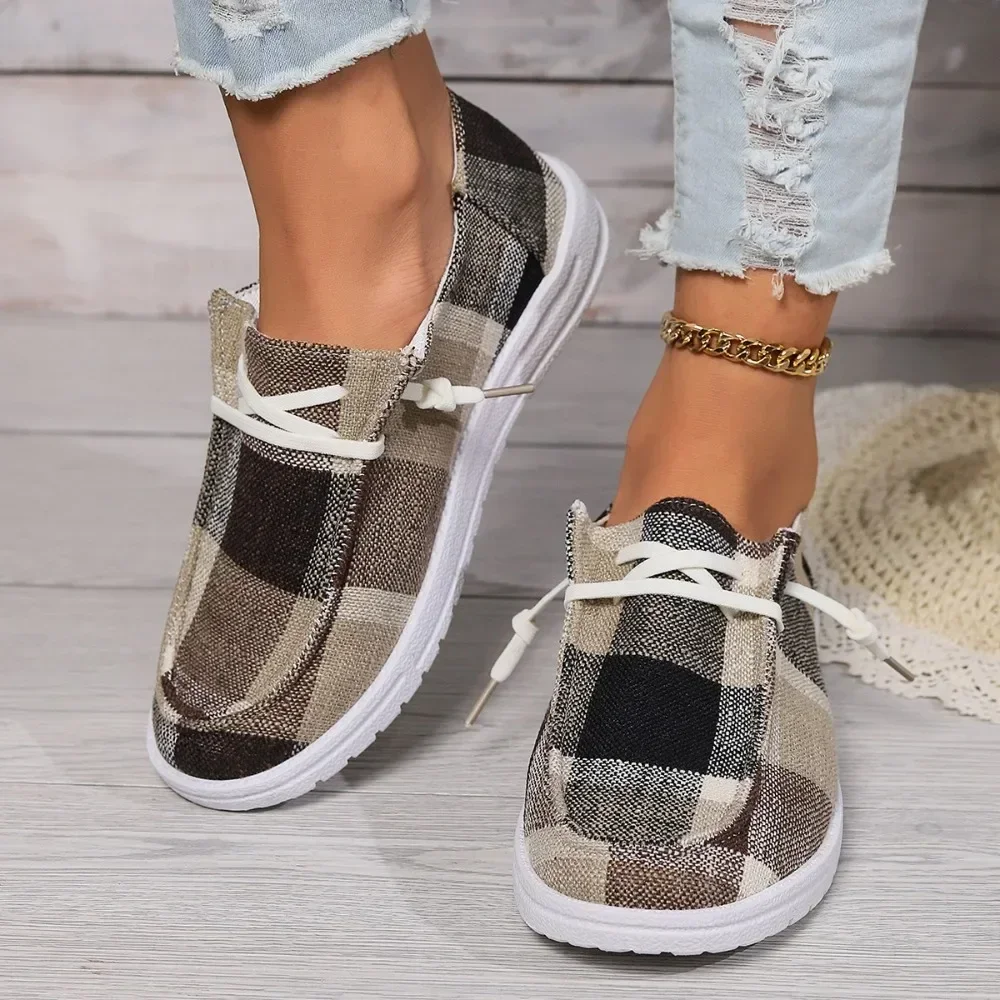 Buttons canvas flat loafers
