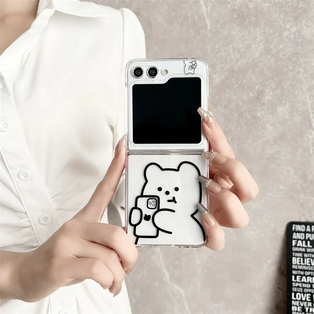 Cute Bear Transparent Pearl Bracelet Case - Cartoon Clear Cover