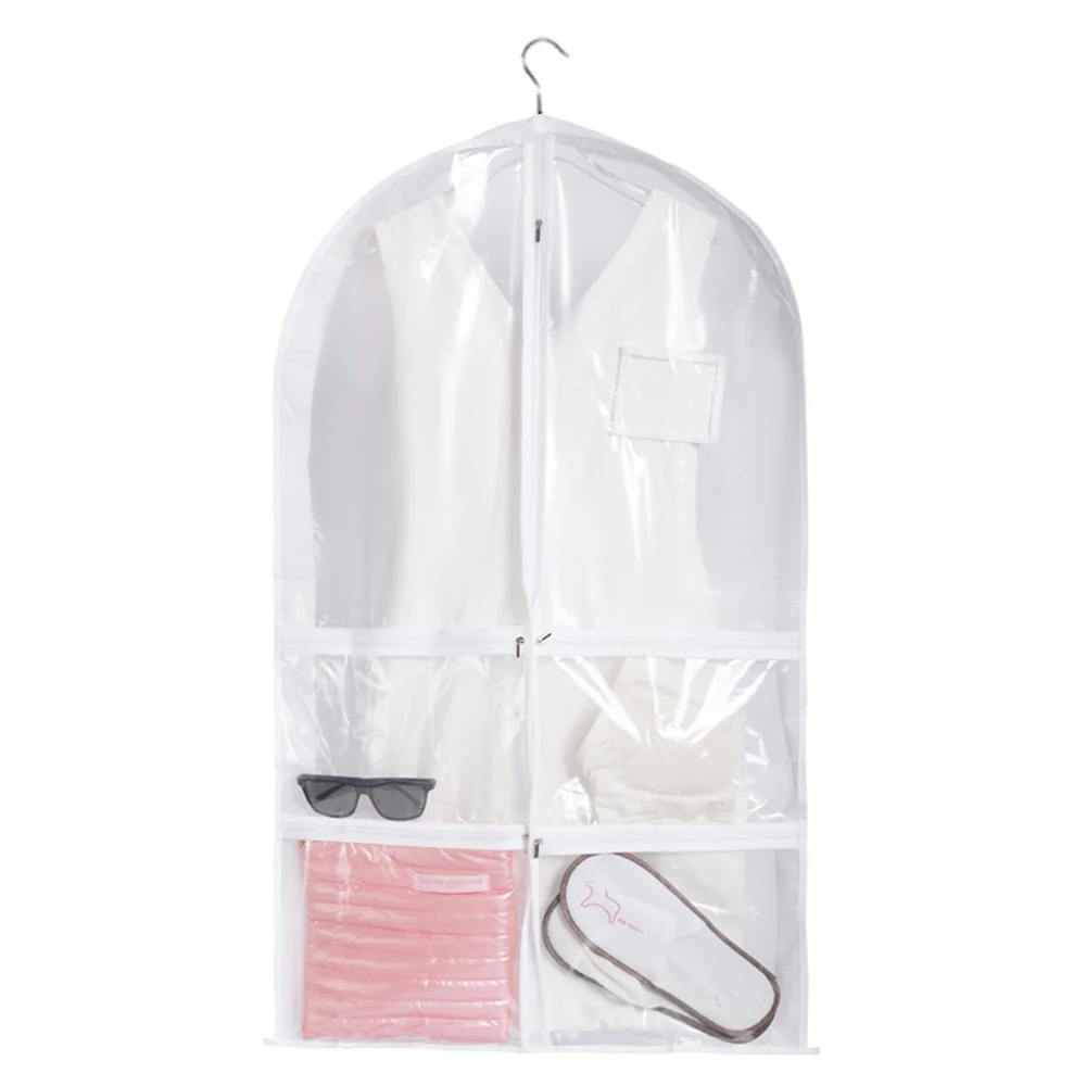 PVC 방수 투명 어린이 걸이식 댄스 원피스 가방, 주머니가 달린 댄스 대회용 의류 가방, 40 인치