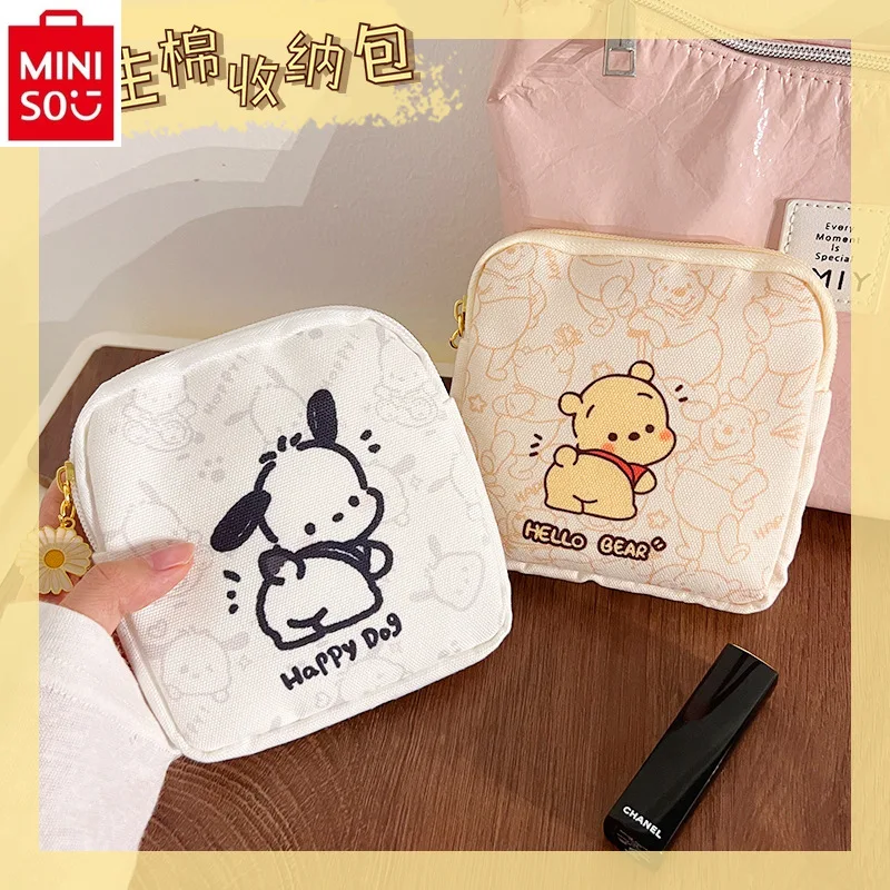 

MINISO Cartoon Winnie Bear Hello Kitty Storage Bag Student Portable Cute Girl PU Sweet and Exquisite Zero Wallet