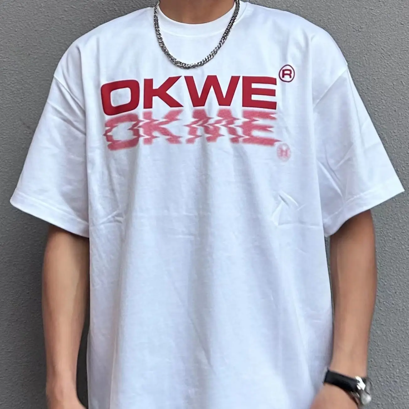 

Fashion Korean Retro Simple Printed Graphic T-shirt Men's Summer Y2K Street Personality Ins Trend Round Neck Half-sleeved Top