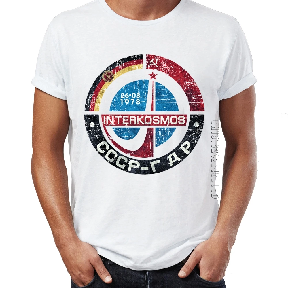 T-Shirt Da Uomo In Cotone 100% Adulto Cccp Russia Unione Sovietica Urss Era Space Interkosmos Boctok Rocket Buran Space Navetta