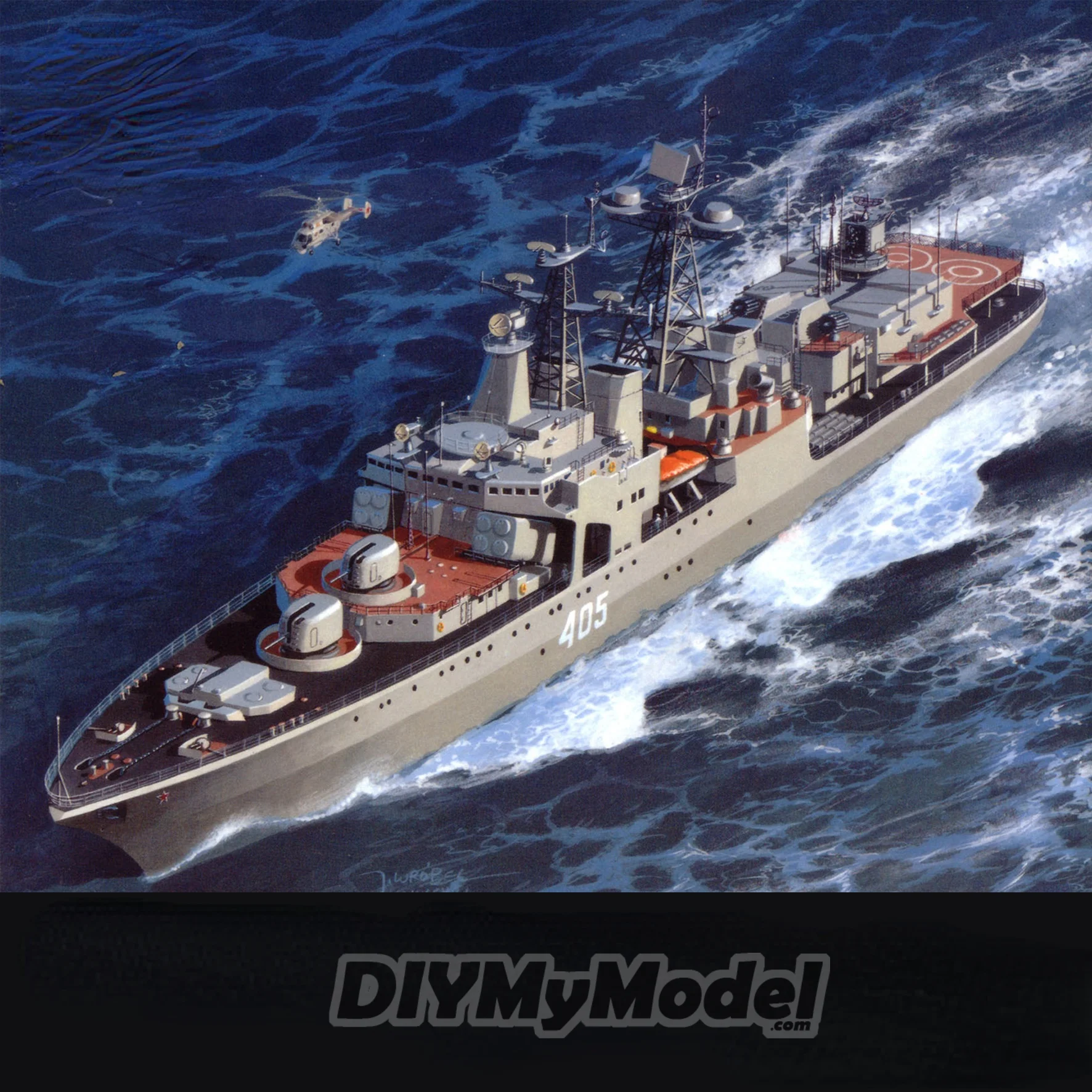 DIYMyModeI Soviet / Russian fearless class II missile destroyer 1:200 DIY Handcraft Paper Model Kit Handmade Toy Puzzles |